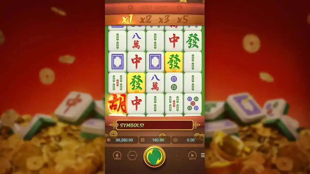 Mahjong Ways 2 slot base game — expanding 4-5-5-5-4 grid with jade mahjong tiles and 2,000 ways to win